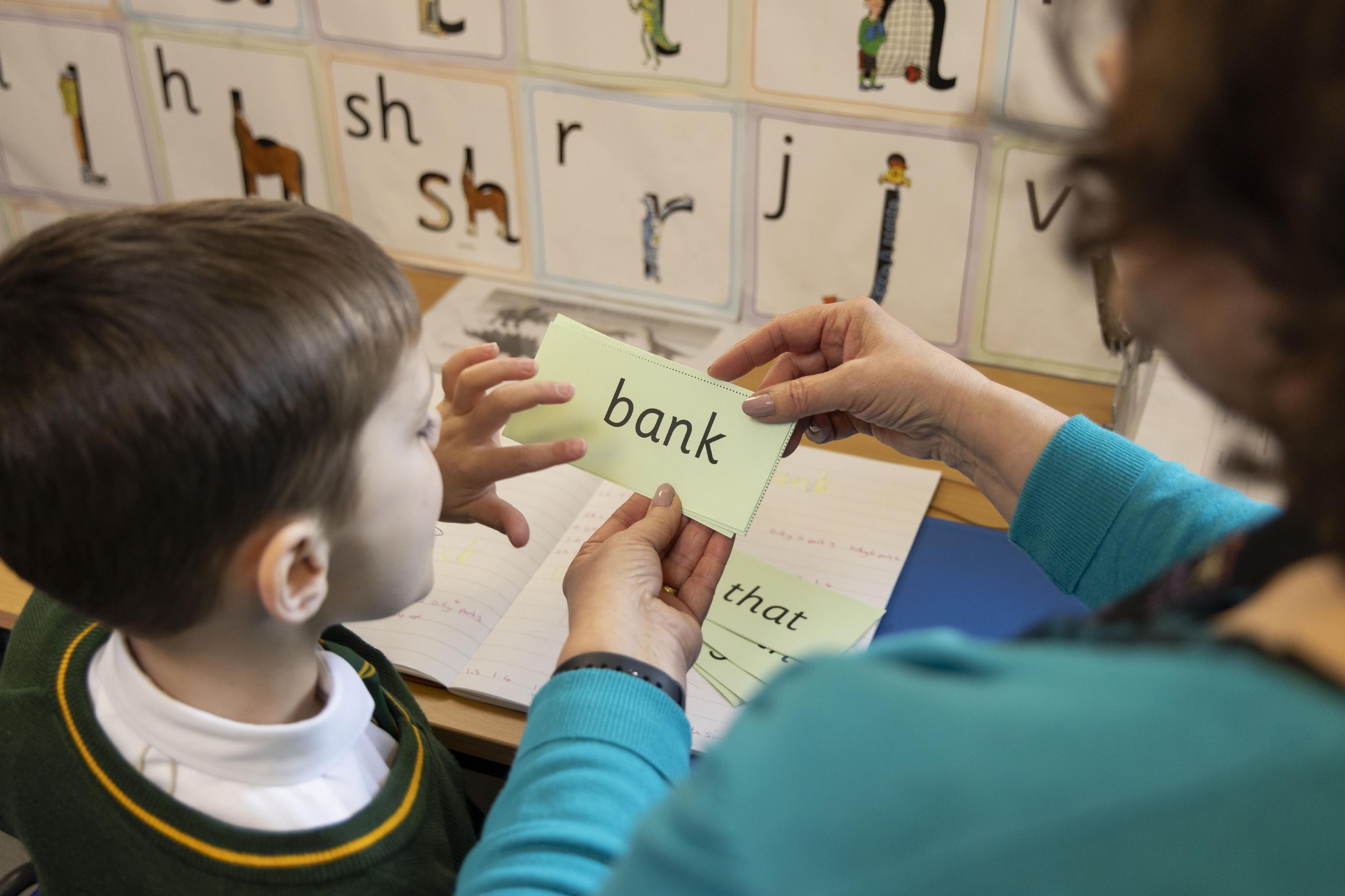 Children learning spelling with